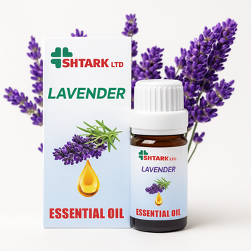 Ulei esențial de Lavandă Netpack – sticluță 10 ml și flori mov de lavandă – fotografie produs