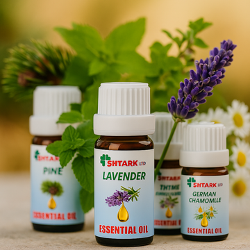 Sticluțe de uleiuri esențiale Netpack (lavandă, oregano, pin) pentru aromaterapie, prezentare de colecție.