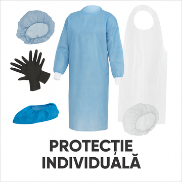 Protecție individuală: halat vizitator, mănuși, bonete, șorț și acoperitori încălțăminte – Netpack