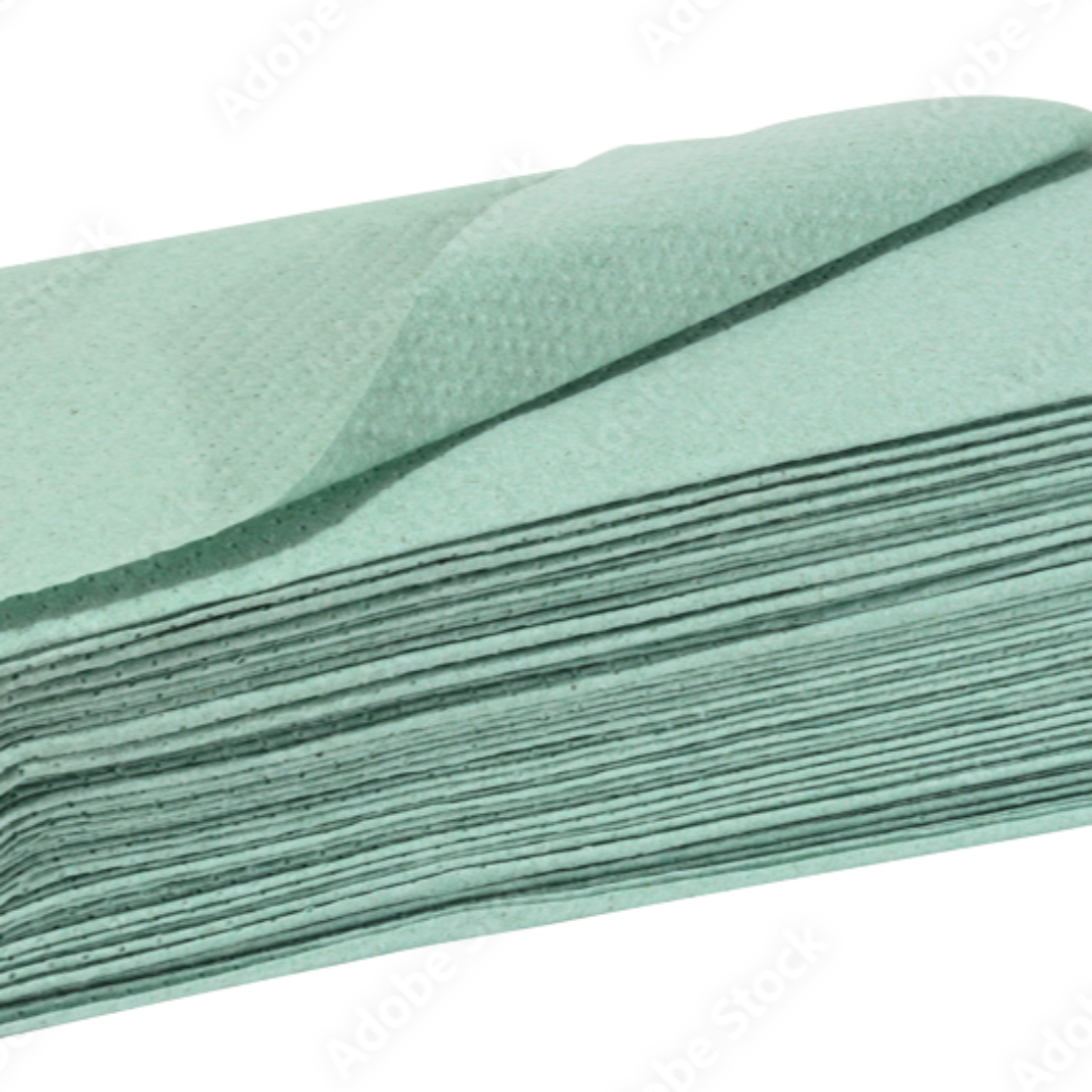 Prosoape Hârtie Pliate V – 25x23 cm | Albe 2 Straturi & Verzi 1 Strat