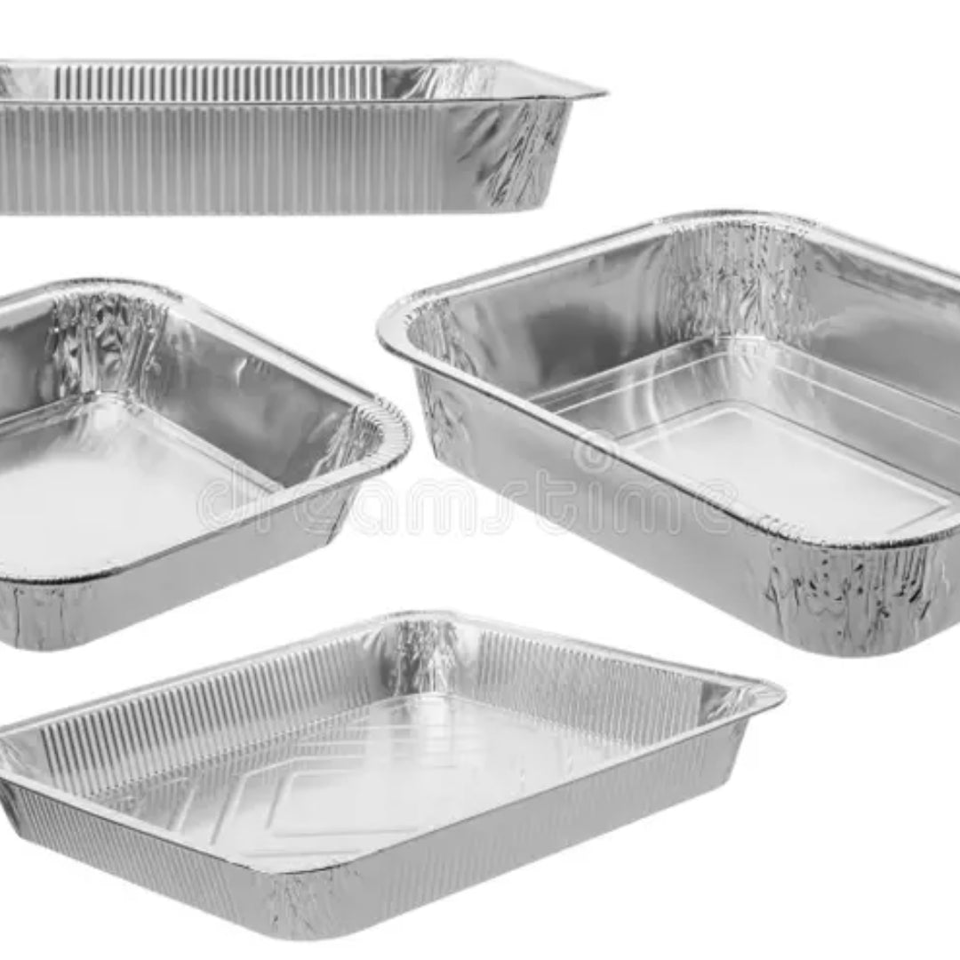 Caserole Aluminiu Rectangulare cu Capac pentru Catering – 450 ml până la 1500 ml (100 buc/set)