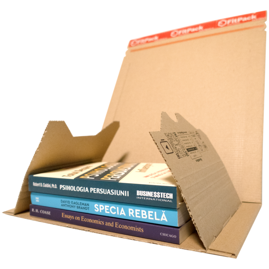 BookBox – cutie din carton pentru cărți, montată, cu volume în interior