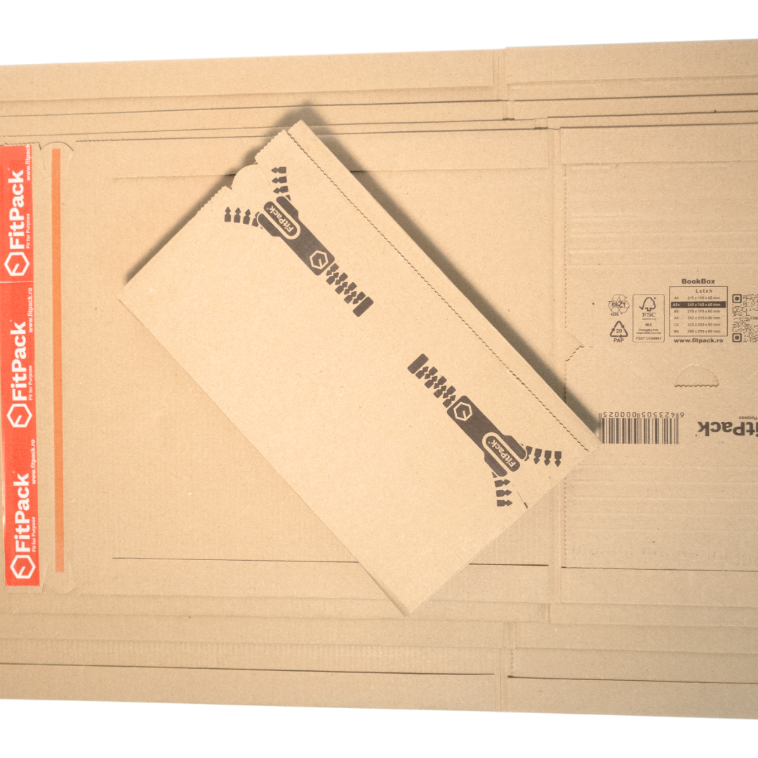 BookBox – cutie din carton pentru cărți, montată, cu volume în interior