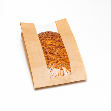 Pungă hârtie 18+5×36 cm pentru franzelă – kraft natur, cu fereastră