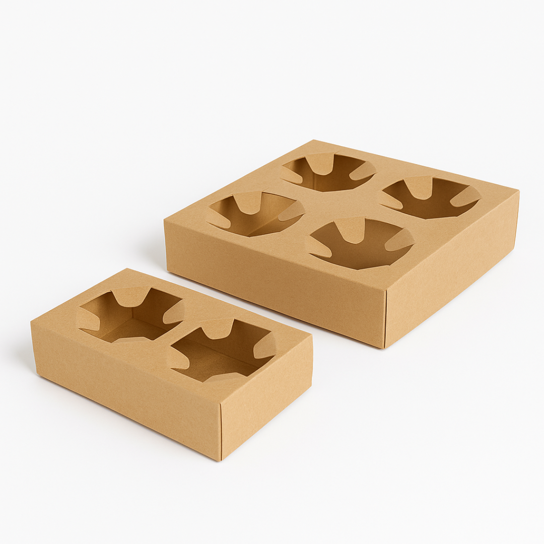 Suport Carton Natur pentru 2 și 4 Cupe – Ambalaj Ecologic pentru Băuturi | Netpack