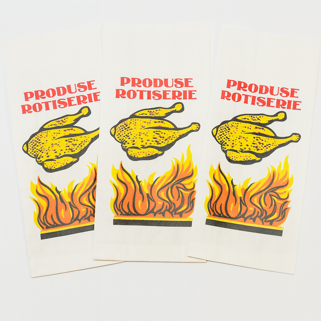 Pungă Hârtie pentru Rotiserie – Dimensiuni 12+4.5x26 cm și 17+8x36 cm