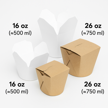 Cutii Noodle Carton Alb & Natur – 500 cc și 750 cc | 50 buc/set