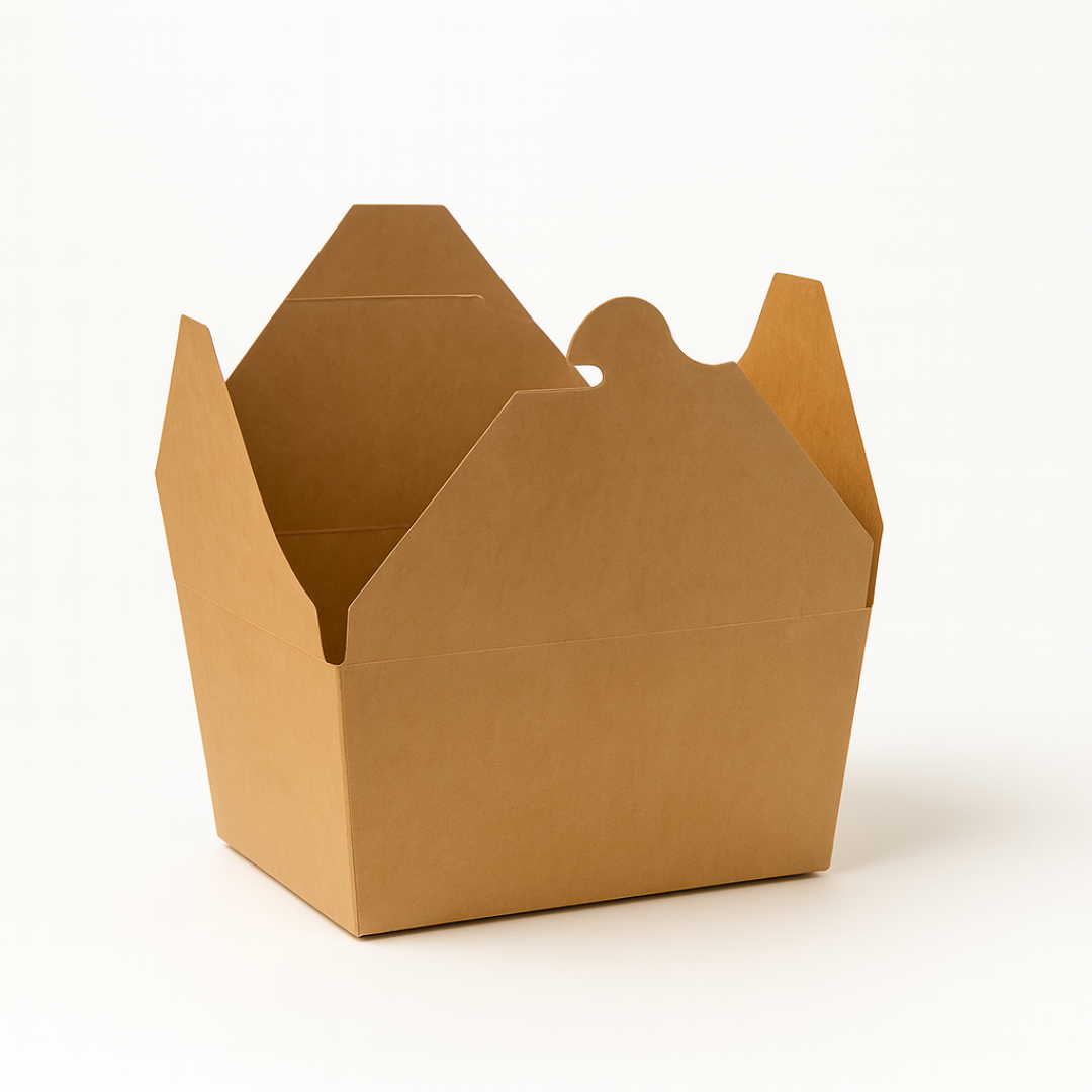 Cutii Meniu Carton KN 4 Clape – Kraft Natur & Alb – 750 cc și 1350 cc | 100 buc/set