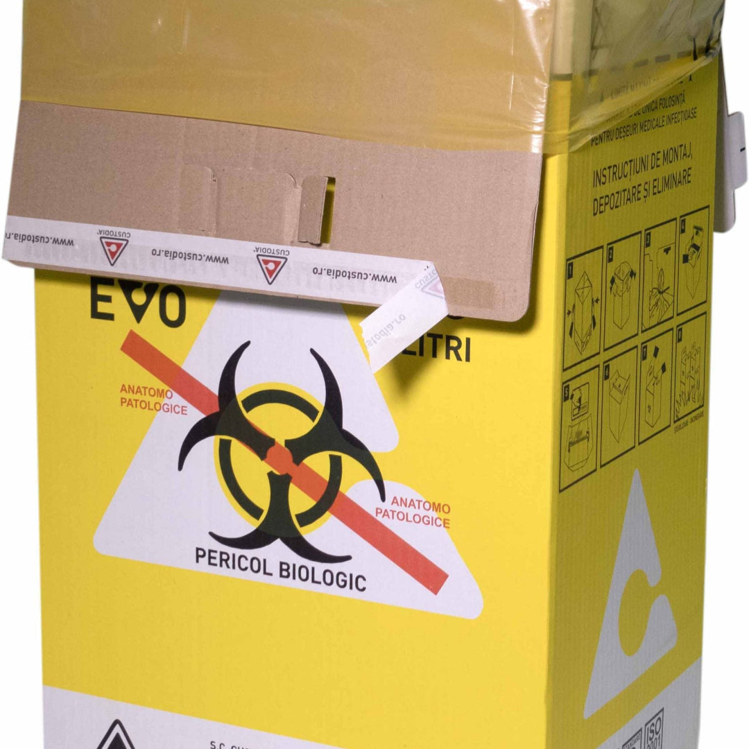 Set cutii carton EVO pentru deșeuri infecțioase 7,5–50 L, galben
