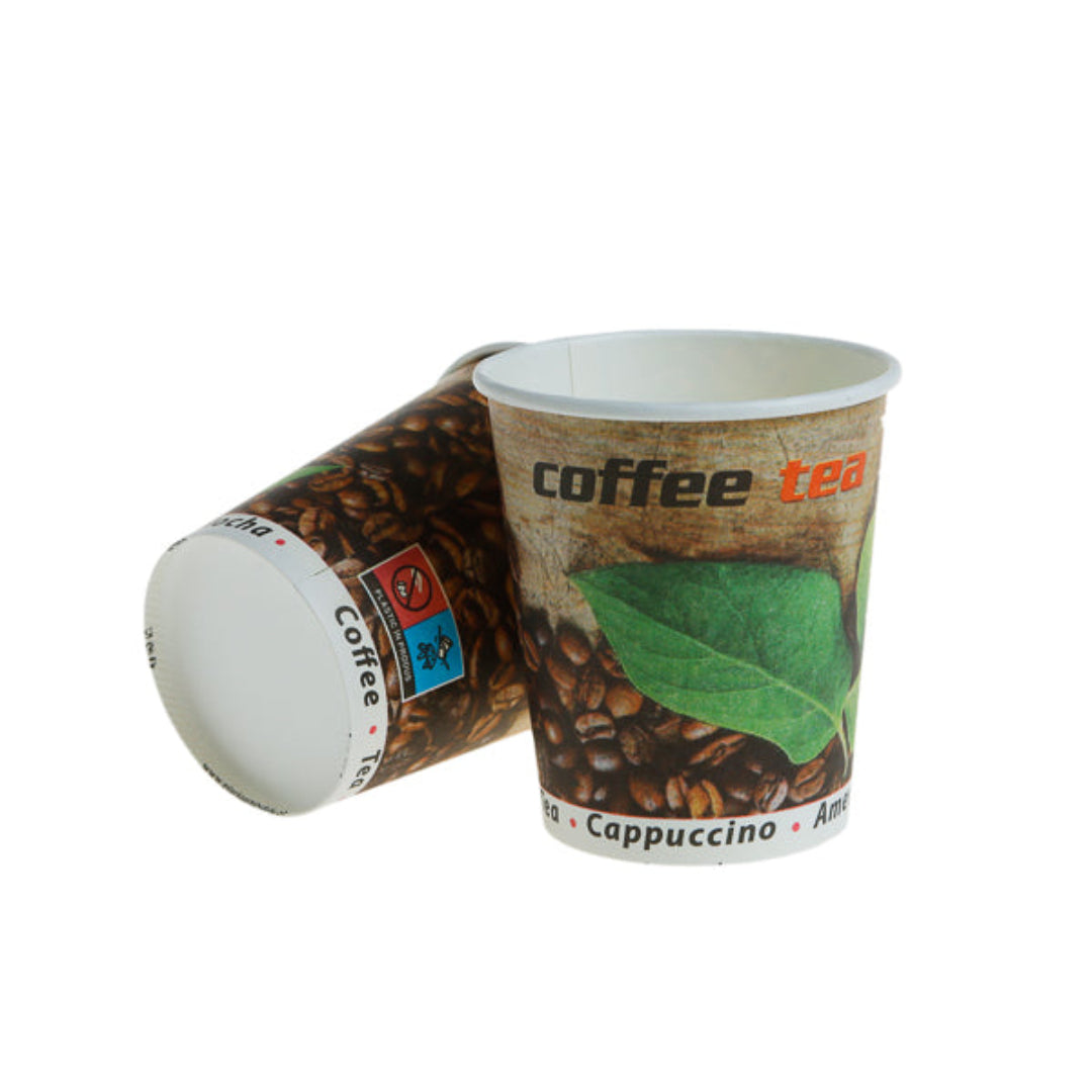 Pahare Carton cu Capace – Set 100 Bucăți | 120 ml, 200 ml, 240 ml, 360 ml (4/7/8/12 OZ)
