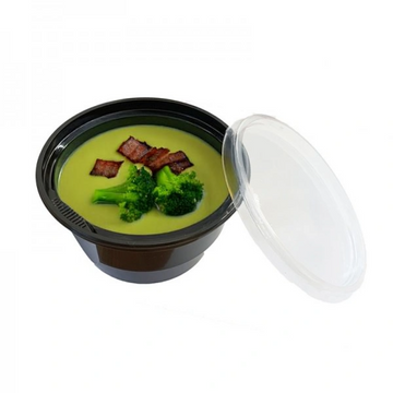 Bol Supă PP Negru Ø127 mm – 360 / 460 / 560 ml, 50 buc/set (Capace compatibile vândute separat) | Netpack