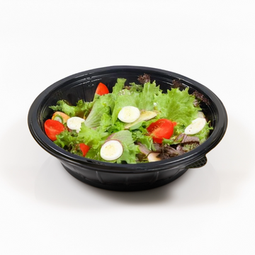 Boluri Salată Negre PP 750 ml și 1000 ml + Capace Transparente (50 buc/set)