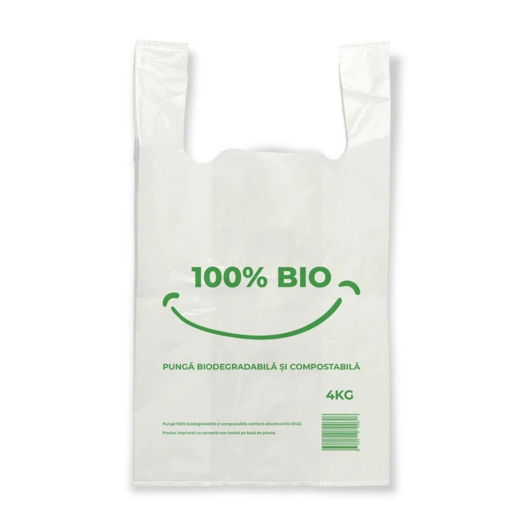Sacoșă maieu biodegradabilă 100% BIO – pungi compostabile pentru cumpărături | Netpack
