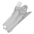Set tacâmuri unică folosință cu șervețel – furculiță, cuțit, lingură (tris)