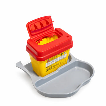 Tăviță suport cu recipient pentru ace și deșeuri medicale înțepătoare