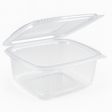 Caserolă transparentă PP cu capac integrat (clamshell), pentru produse de patiserie și takeaway