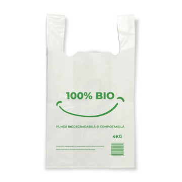 Sacoșă maieu biodegradabilă 100% BIO – pungi compostabile pentru cumpărături | Netpack