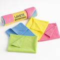 Lavete microfibră colorate – galben, albastru și portocaliu, foto produs pe fundal alb | Netpack