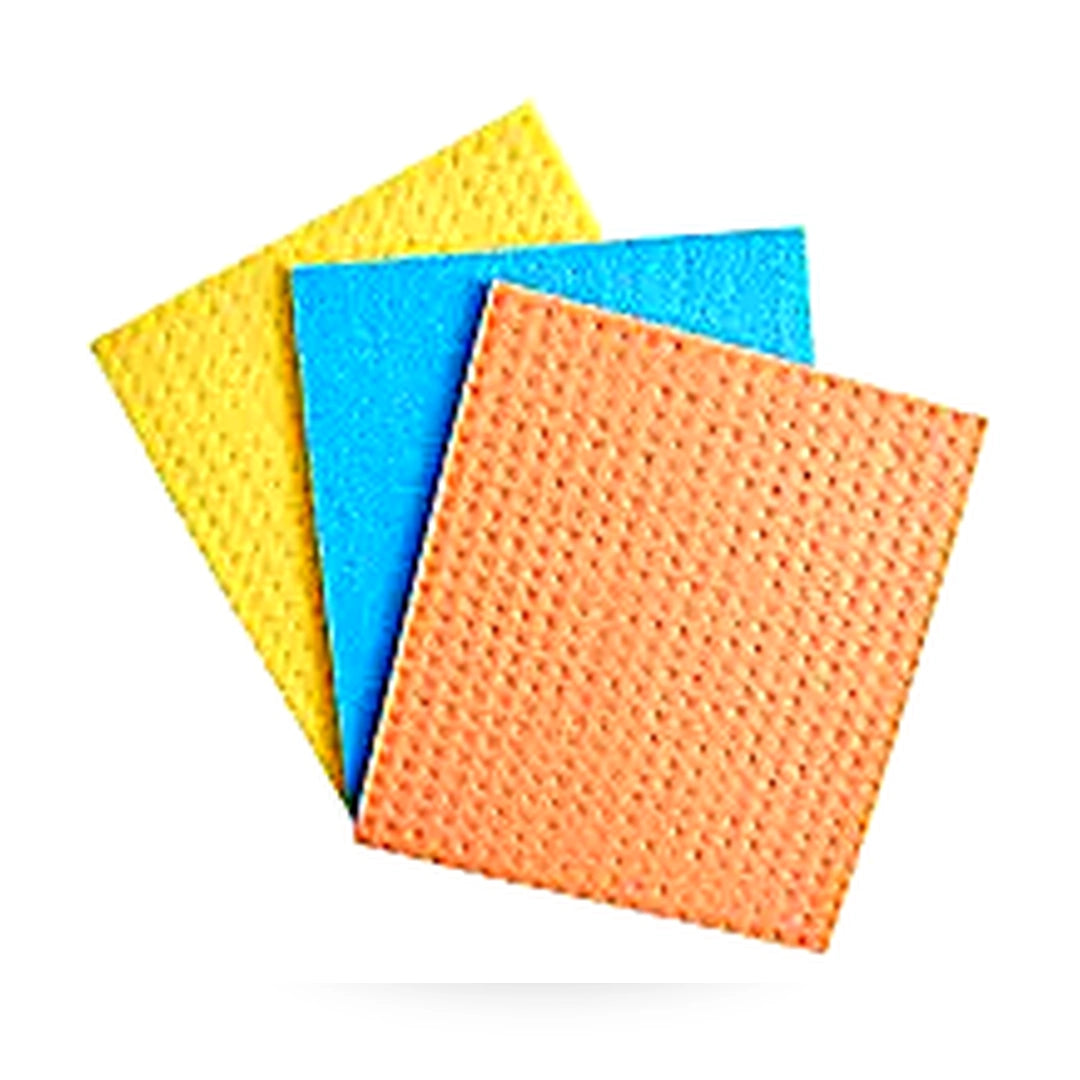 Lavete embosate umede – set 3 culori (galben, albastru, portocaliu), foto produs pe fundal alb | Netpack
