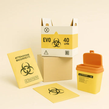 Ambalaje medicale Netpack: cutii EVO, saci galbeni și recipient pentru obiecte înțepătoare