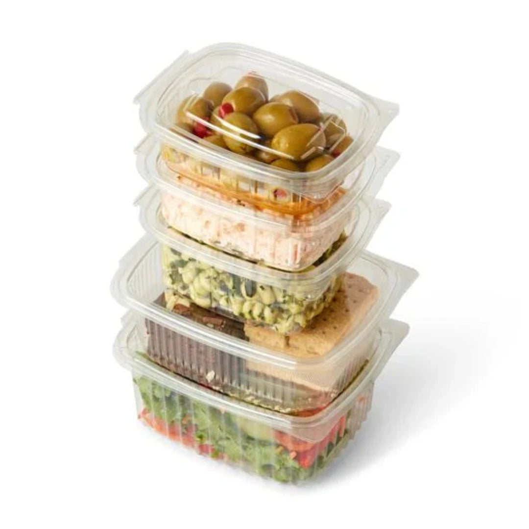 Caserole PET cu Capac Plat Atașat – 150 ml până la 1500 ml (100 buc/set)