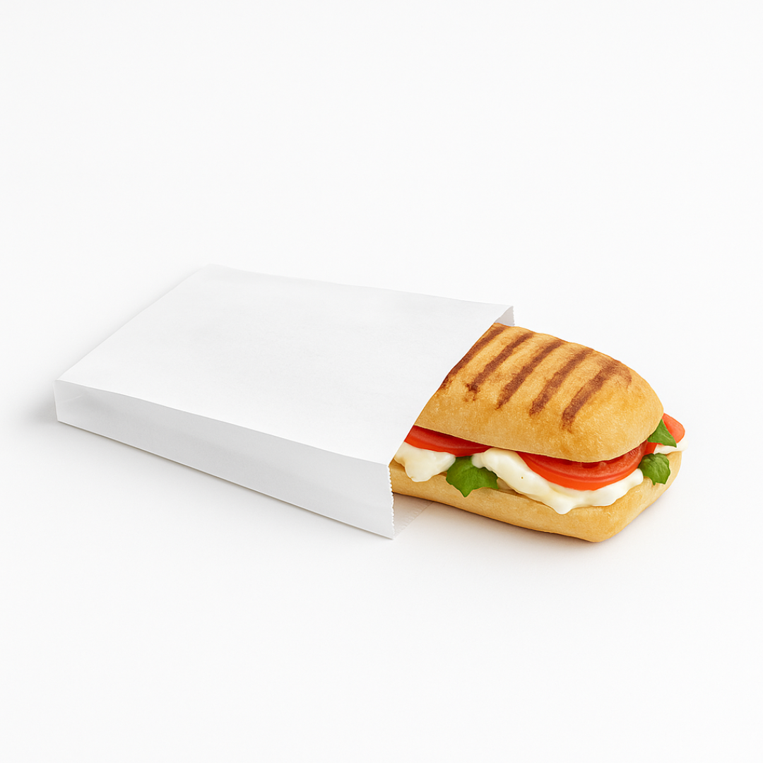 Pungă albă din hârtie pentru sandwich – ambalaj alimentar biodegradabil Netpack