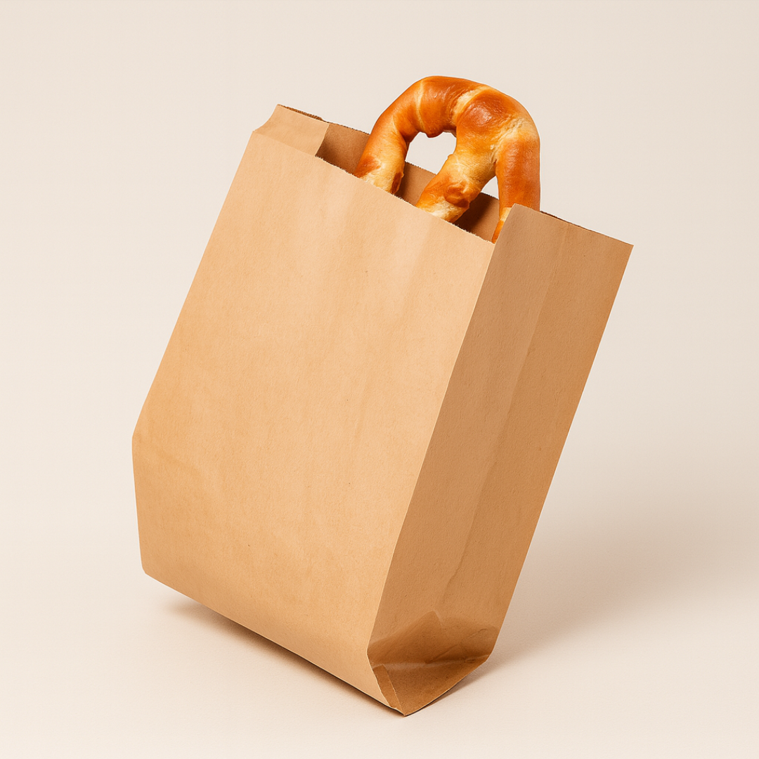 Pungă de hârtie natur MG lucioasă pentru covrigi și produse de panificație – ambalaj alimentar Netpack