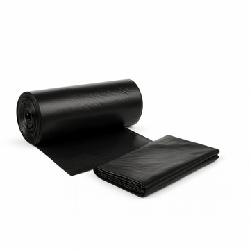 Saci menajeri negri LDPE la rolă, 20–240 L, fotografie produs pe fundal alb